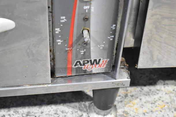 APW Wyott HDDi-3-120-4L-S warming drawer, stainless steel, 3 drawers, commercial use, 120V, 1 phase, visible controls.