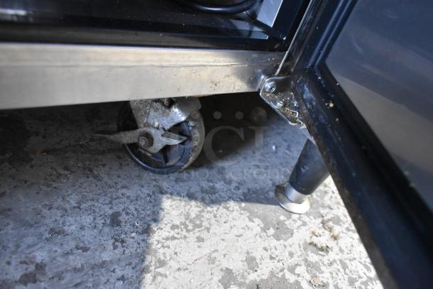 Turbo Air JBT-48-N stainless steel refrigerated buffet table on commercial casters, 115 volts, 1 phase.