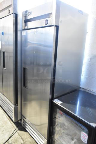 2017 True T-19F stainless steel commercial single door reach-in freezer, 115 volts, poly-coated racks, model T-19F.