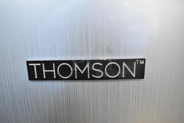 Thomson TFR725-C stainless steel reach-in cooler, 2021 model, 115V, 1 phase, featuring a visible Thomson logo.