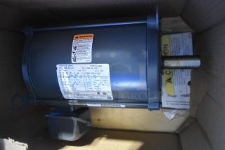 Nema HD98 Motor, 230/460V, 3 Phase. New condition with visible specification labels and warning tag.