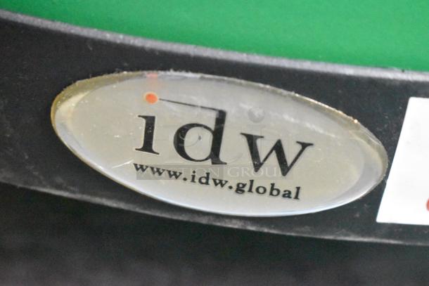 IDW G-77 Metal Bottle Cooler Merchandiser label, showing www.idw.global. Model details emphasize brand visibility.