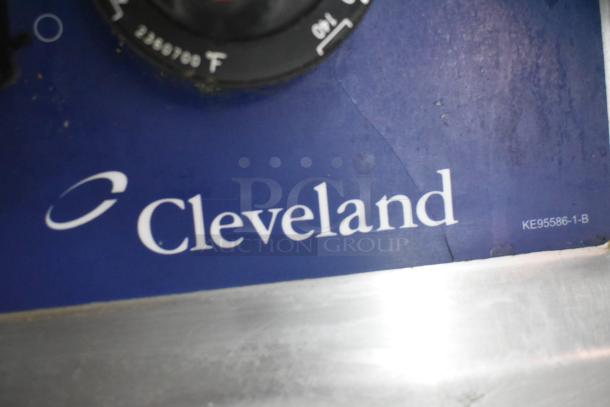 Cleveland gas-powered manual tilt braising pan, stainless steel, commercial floor style, model KE95586-1-B.