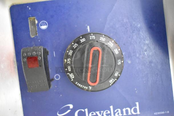Cleveland Stainless Steel Gas Braising Pan, manual tilt, temperature dial, commercial use, excellent condition.