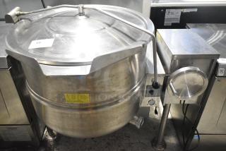 Cleveland KGL-40-T 40 Gallon Stainless Steel Steam Kettle, natural gas, 140,000 BTU, floor style, commercial use.