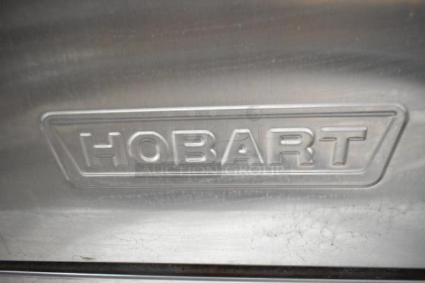 Hobart LXEH stainless steel commercial undercounter dishwasher, 120/208-240V, 1 Phase, logo detail shown.