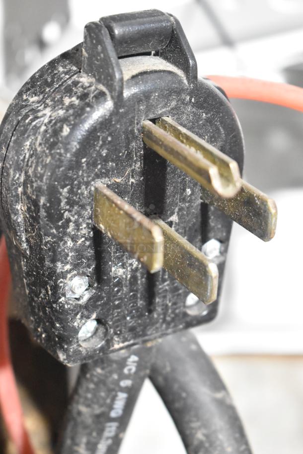 Close-up of power plug for Hobart LXEH Stainless Steel Commercial Undercounter Dishwasher, 120/208-240 Volts, 1 Phase.