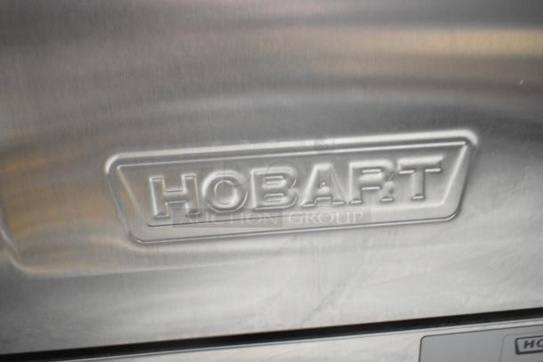 2024 Hobart LXNR stainless steel commercial undercounter dishwasher, embossed logo detail, 120/208-240V, 1 phase.