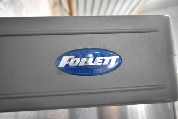 2024 Follett HMC1410WBT stainless steel commercial nugget ice machine head on Ice-O-Matic bin, 1475 lb/day, 208-230V.