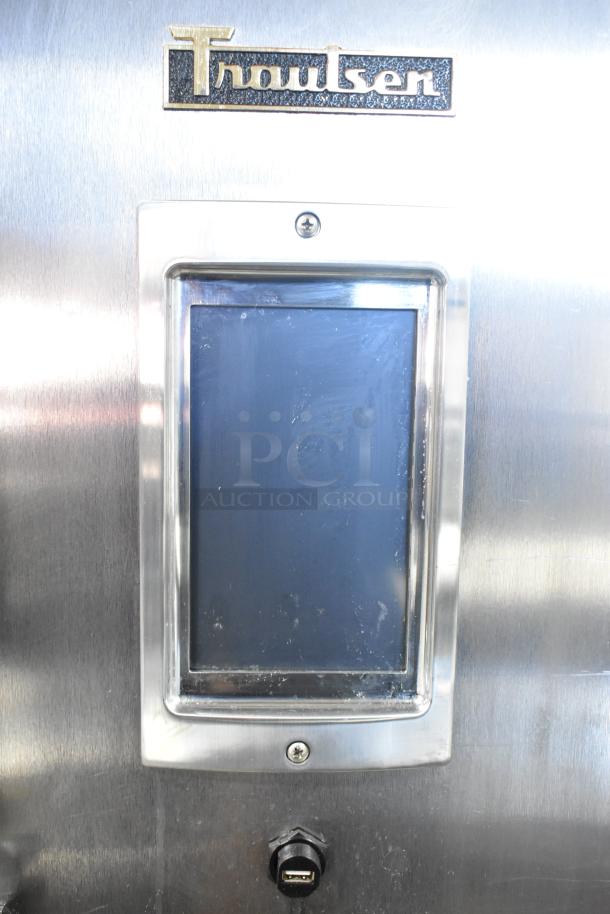 2019 Traulsen TBC13 stainless steel blast chiller with 3 probes, logo visible. Single door, on commercial casters.