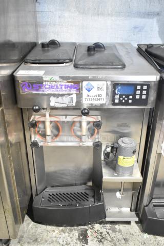 Stoelting SF121-38I2 Stainless Steel Commercial Countertop 2 Flavor w/ Twist Soft Serve Ice Cream Machine w/ Drink Mixing Attachment. 208-240 Volts, 1 Phase. - Item #1225728