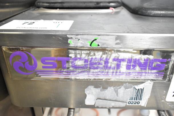 Stoelting SF121-38I2 soft serve machine, stainless steel, 2 flavor with twist, drink mixer, 208-240V, visible wear and labels.