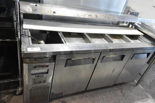 Turbo Air JBT-72 stainless steel refrigerated buffet table on casters, 115 volts, 1 phase, visible wear, label intact.