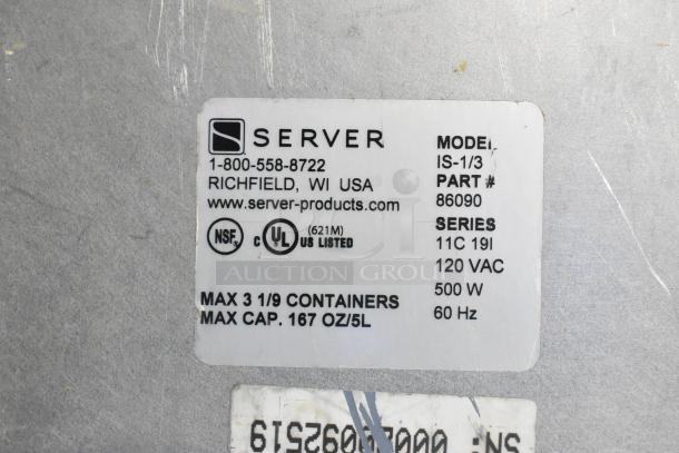 Server IS-1/3 Stainless Steel Countertop Intelliserv 6 Qt. Food Warmer, 120V, 500W. NSF, UL listed, max capacity 167 oz/5L.