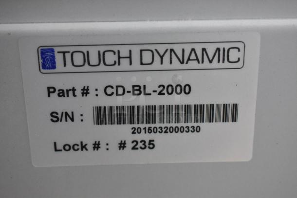 Label showing "Touch Dynamic" with part number CD-BL-2000 and serial number 2015032000330.