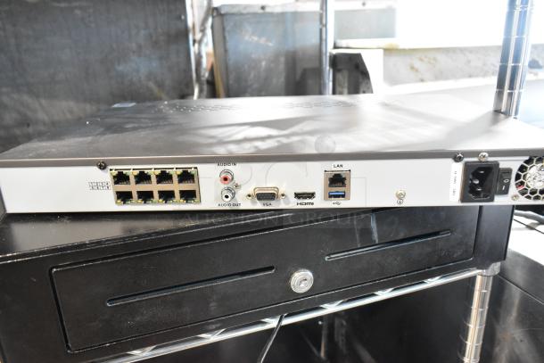 9-item lot including Toast POS monitor, 3 Epson receipt printers, 2 Toast card scanners, metal cash drawer, Episode ECA-70MIXAMP-1-60.