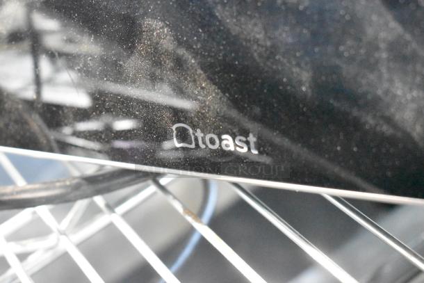 Dusty Toast POS Monitor with visible logo, part of 8-item auction bundle including Elo and Samsung monitors.