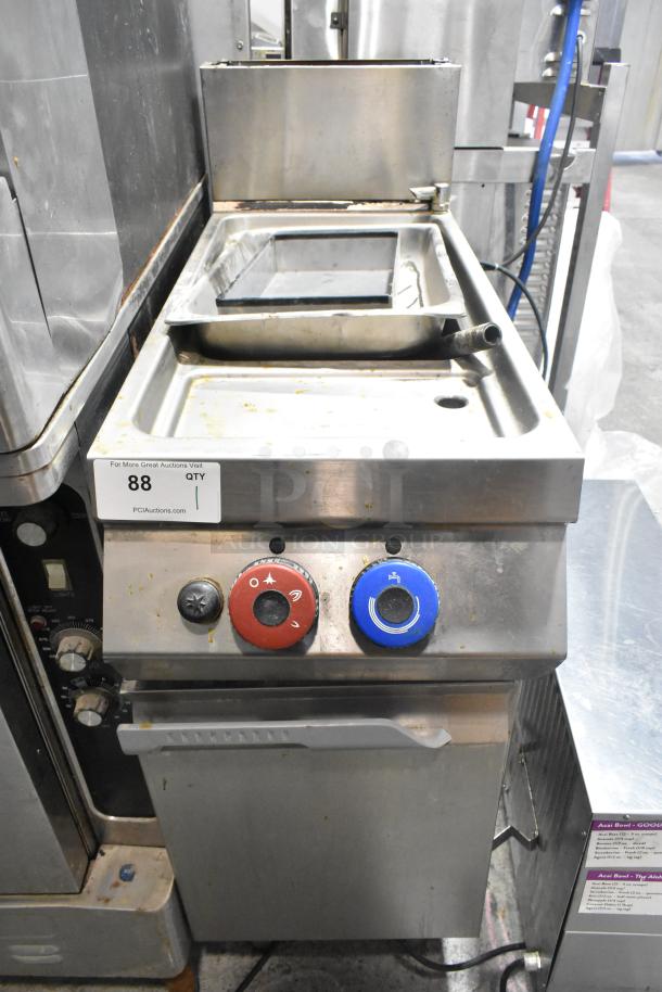 Rosito Bisani CPG1 stainless steel commercial pasta cooker, natural gas powered, 80,000 BTU, visible controls, fair condition.