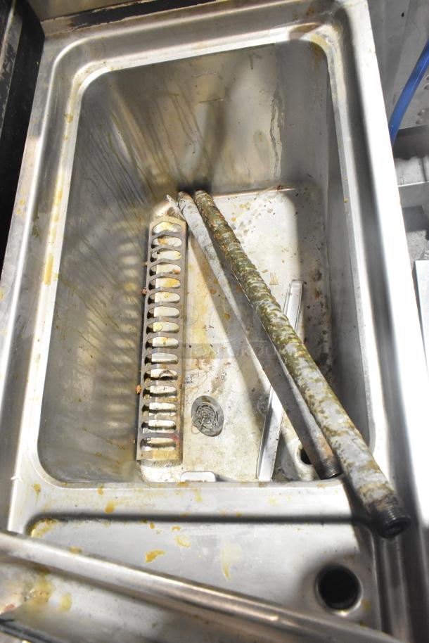 Rosito Bisani CPG1 stainless steel pasta cooker, natural gas, 80,000 BTU, shows wear from use. Ideal for commercial kitchens.