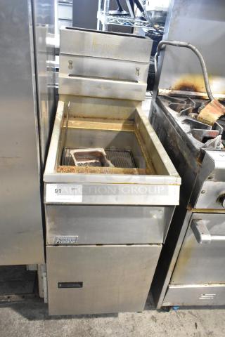 Pitco Frialator 14S Stainless Steel Commercial Floor Style Natural Gas Powered Deep Fat Fryer. - Item #1225747