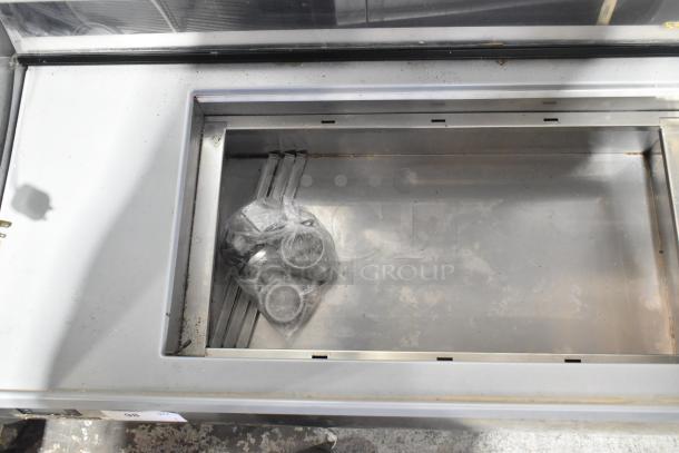 Tecfrigo Microgel 4 stainless steel gelato display, table top model, 230V, 1-phase; interior view showing storage area.