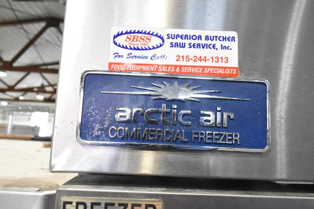 Arctic Air AF23 stainless steel single door reach-in freezer, visible branding, 115 volts, commercial use.