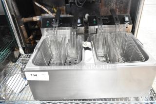 2025 Vollrath FFA8110 Stainless Steel Countertop Electric Powered 2 Bay Fryer w/ 4 Metal Fry Baskets. - Item #1225760