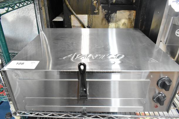 Avantco stainless steel commercial countertop pizza oven, model 177CPO16TS, with adjustable thermostatic control, 120V, new.