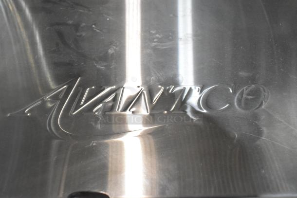 Avantco 177CPO16TS stainless steel pizza oven, logo detail visible. Brand new with minor scratches, commercial use.