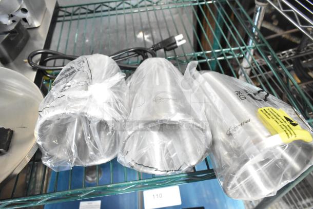 Brand new AvaMix DM-B-30C stainless steel milkshake machine parts in plastic packaging, pristine condition, 120V.