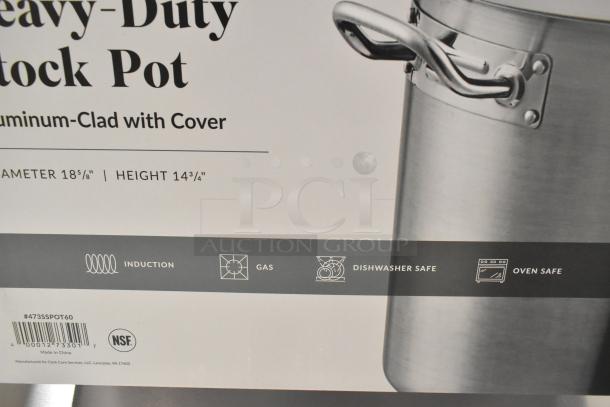 BRAND NEW SCRATCH AND DENT! Vigor SS1 Series 60 Qt. heavy-duty stainless steel stock pot, aluminum-clad, induction compatible.