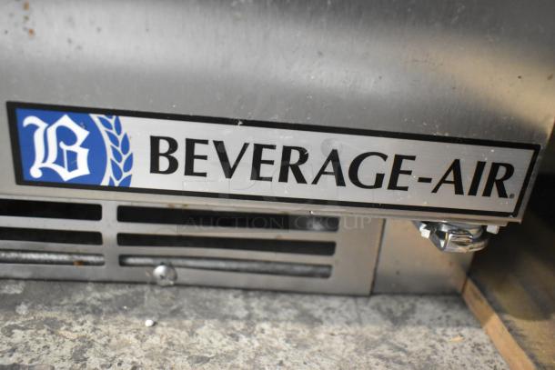Beverage Air logo on stainless steel refrigerated sandwich prep table, model SPE72HC-30M, scratch and dent condition.