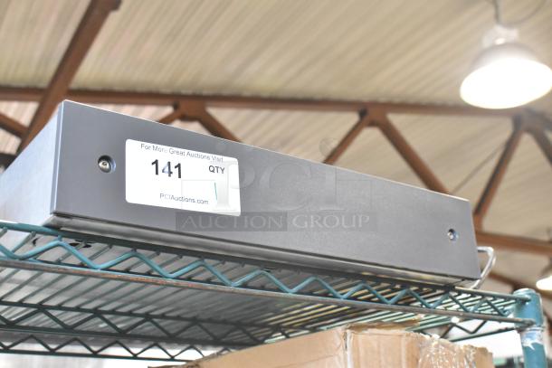 Brand new Elkay HAC-HB-NF-1C metal water bottle filling attachment, scratch and dent condition, on shelf with auction label.