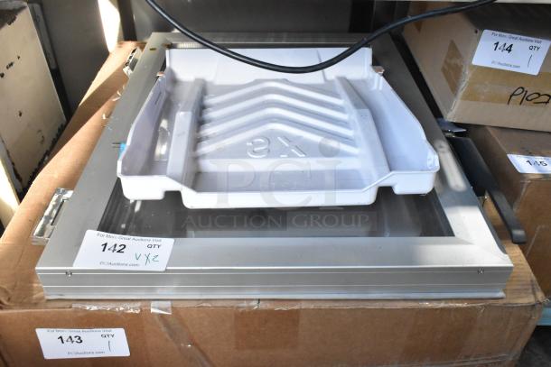 Brand new Avantco glass bottom Dutch door for HTESDC-1836 and HPESDC-1836, visible auction labels indicating 2X quantity.