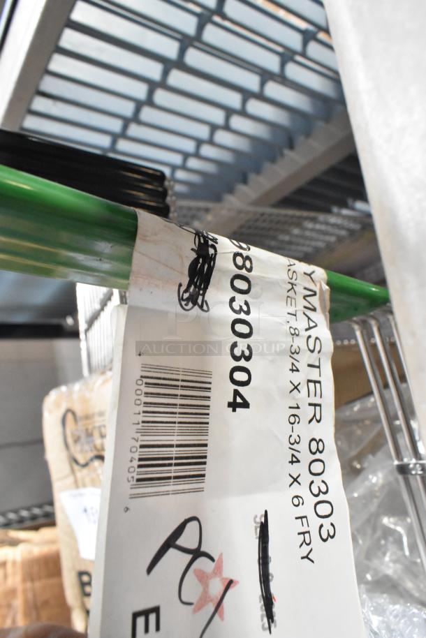 Frymaster 8030304 twin fryer basket with dimensions 16 3/4" x 8 3/4" x 6", brand new with shipping label visible.