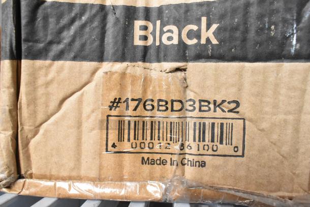 Brown box labeled "#176BD3BK2" with barcode, marked "Black" and "Made in China," showing slight wear.