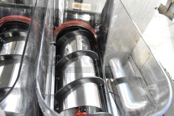 Narvon NSSM3 Summit Triple 3.2 Gallon Granita Machine; internal view of stainless steel chambers and augers, good condition.