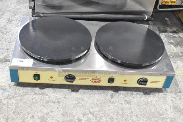 Brand new Carnival King 382TCM16DBL 16" stainless steel dual non-stick crepe maker. Scratch and dent condition. 208/240V.