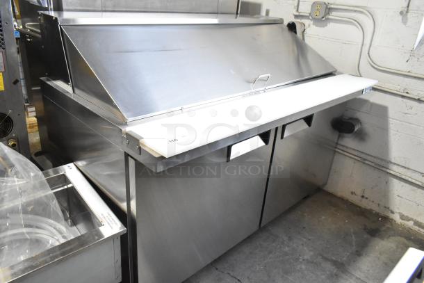 Brand new Avantco 178APT60MHC stainless steel commercial sandwich salad prep table with Bain Marie top, minor scratches.
