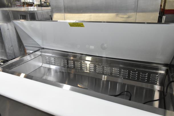 Avantco 178APT60MHC stainless steel sandwich prep table, brand new, scratch and dent, mega top, 115V, commercial casters.