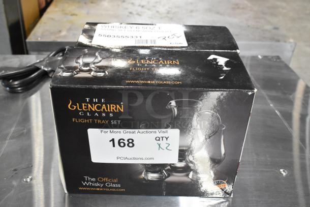 Stolzle Glencairn Whiskey Tasting Set with Tray in box. Item label indicates model 5503555331. Brand new, scratch and dent.