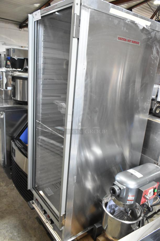 Mainstreet 541CHP1836I insulated heated holding cabinet, metal, clear door, on casters. New, with slight scratches. 120V, 1 phase.