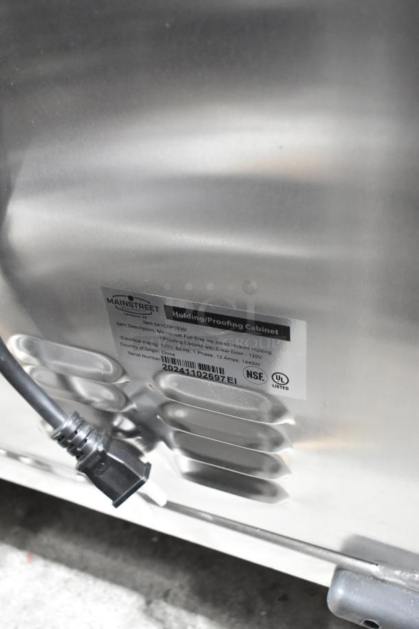 Mainstreet 541CHP1836I insulated heated holding cabinet, label showing 120V, 1 phase, brand-new condition, commercial casters.