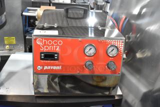 Brand new Pavoni Ciocospritz electric chocolate sprayer, 16 1/2"x15 3/4"x15 3/4", stainless steel, 110V, 1 Phase.