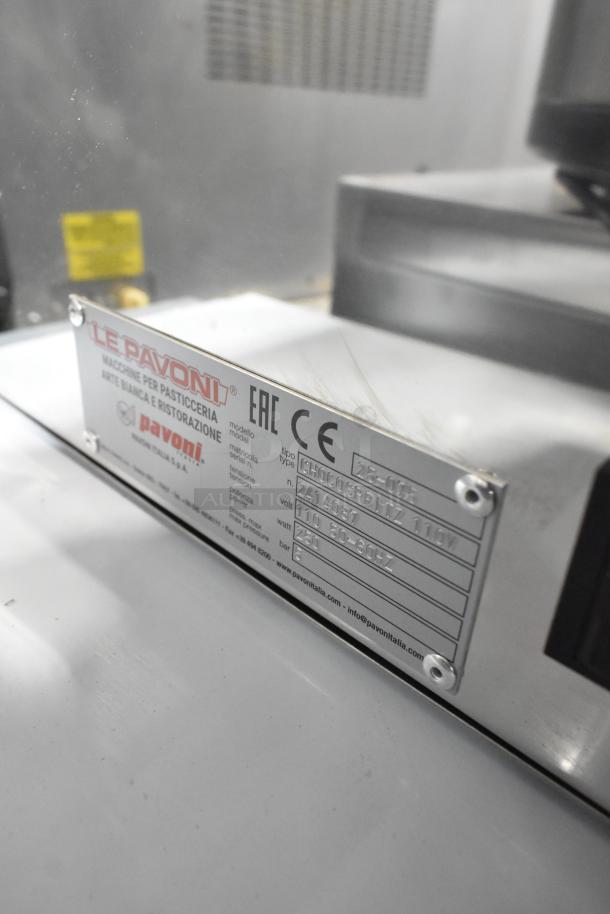 Pavoni Ciocospritz Stainless Steel Chocolate Sprayer, new condition, 110V, model label showing specifications.