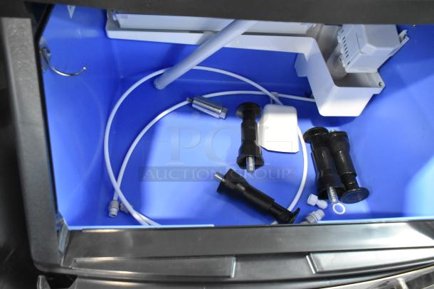 BRAND NEW Avantco 194UCF280A ice machine interior view, showing components and wiring; stainless steel finish, 299 lb capacity.