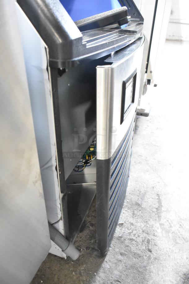 Avantco 194UCF280A ice machine, stainless steel, undercounter model. New with visible scratch and dent. 299 lb capacity, 115V.