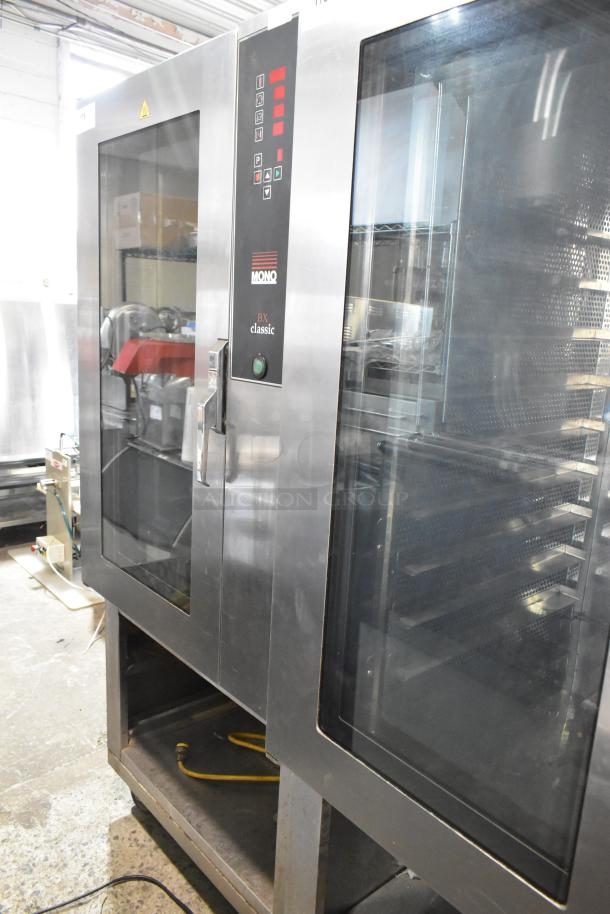 Mono FG180C-UZ52 BX Classic stainless steel combi convection oven, commercial electric, with under shelf, on casters.