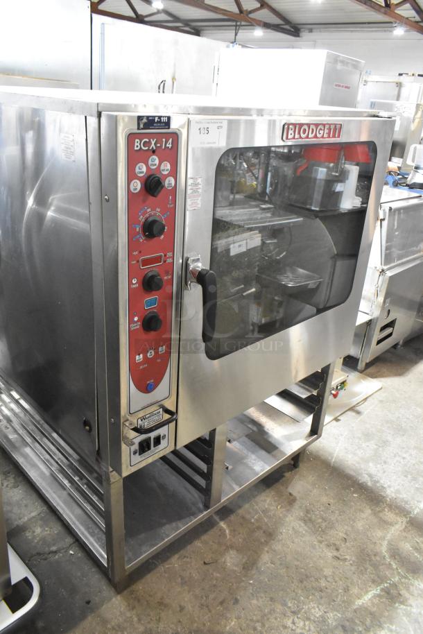 Blodgett BCX-14E stainless steel electric combi convection oven, 208V, 3-phase, with control panel on pan rack.