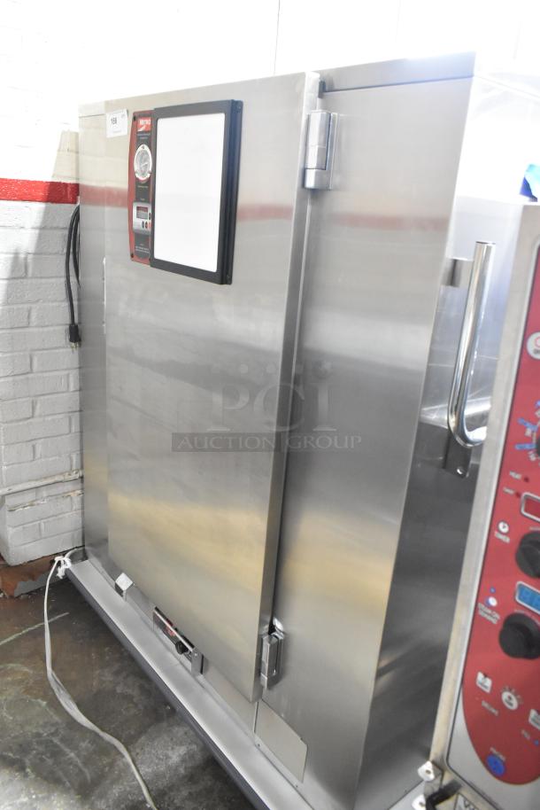 BRAND NEW 2025 Metro MBQ-120 stainless steel heated banquet cabinet on casters, holds 120 plates, 120V, 1-phase.